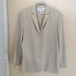 Jones New York classic cream lined blazer jacket 10 office Career Professional